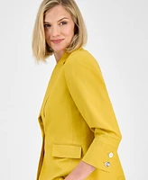 Kasper Women's Linen Blend Notched-Collar 3/4-Sleeve Jacket, Regular & Petite