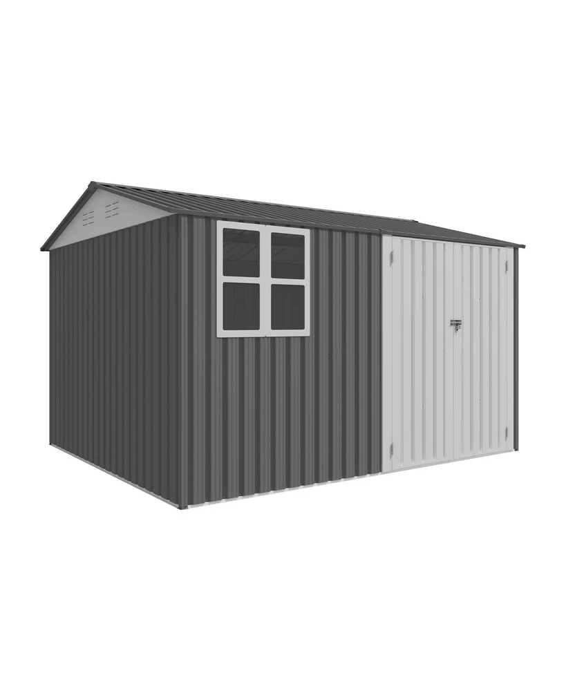 8x10 ft Outdoor Shed: Galvanized Steel with 6 Vents and Double Lockable Door