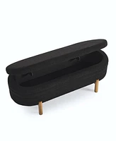 Ottoman Oval Storage Bench,Rubber Wood Leg,Black(46."x17.7"x10.8")