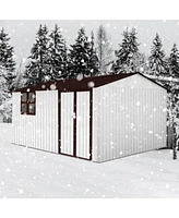 Metal garden sheds 10ftx12ft outdoor storage sheds white+coffee with window