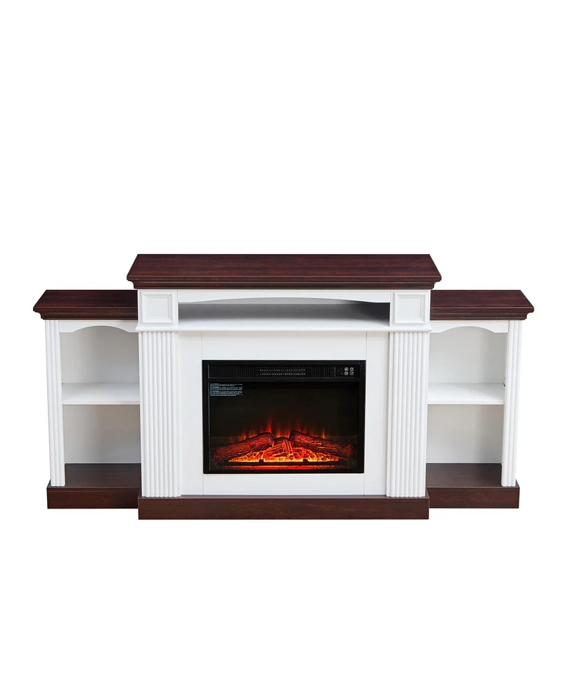 Electric Fireplace Tv Stand for 70 inch Tv, 23 inch Fireplace with Mantel, Living Room Tv Stand with Remote Control