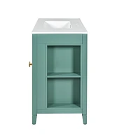 36-inch Bathroom Vanity with 2 Soft Close Doors, Solid Wood Frame Modern Bathroom Storage Cabinet with 3 Drawers