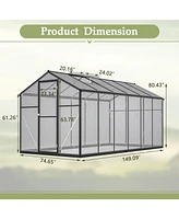 Large Green House: 6' x 12' Double Flush Door Polycarbonate Greenhouse
