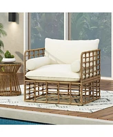 Rattan Chair Set with Side TableBoho Accent for Living Room, Patio
