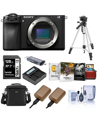 Sony Sony Alpha a6700 Mirrorless Camera Body Bundle with Shoulder Bag, 128GB Sd Card, Card Reader, Corel Mac & Pc Software Kit, 2x Extra Battery, Char