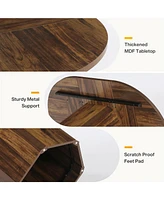 Tribesigns 55.12 Inches Oval Dining Table for 4-6 People, Wood Kitchen Table, Rustic Dinner Room Table, Home Furniture Kitchen Table for Kitchen, Brow