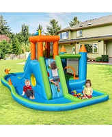 Inflatable Water Slide Kids Bounce House with Splash Pool Fun Outdoor Playset for Summer