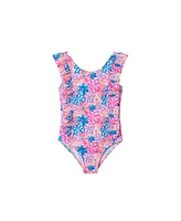 Toddler/Child Girls Floral Print Rib Swimsuit
