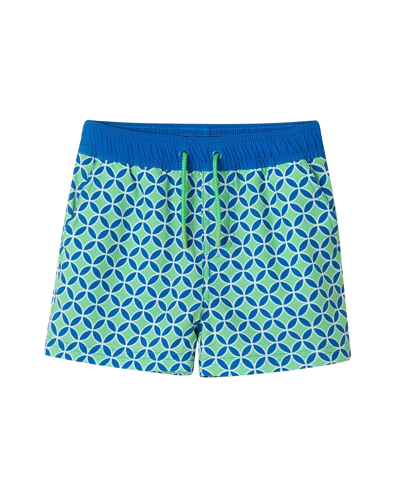Toddler/Child Boys Orange & Navy Striped Swim Trunk