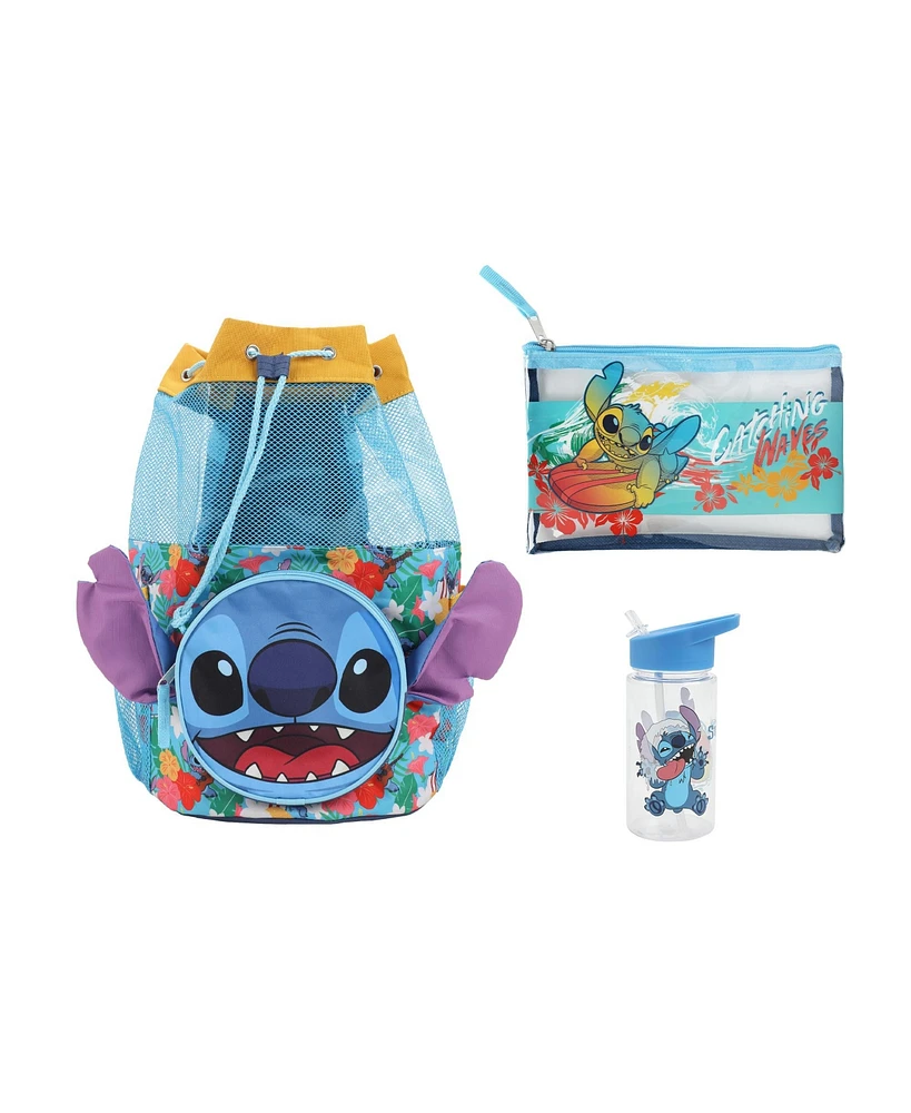 Disney's Stitch 3-Piece Youth Beach Backpack Set With Water Bottle