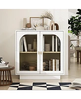Storage Cabinet with Acrylic Door for Living Room 2 Door Storage Cabinet Sideboard Cabinet Entryway Cabinet