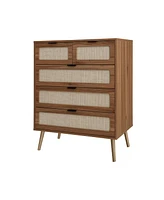 5 Drawer Dresser Modern Closet Dressers Chest of Drawers Storage Cabinet with Drawers Entryway Cabinet for Living Room, Brown
