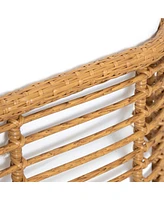 Modern Wicker and Acacia Wood Outdoor Chair with Water-Resistant Cushions