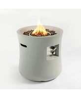 Propane Fire Pit Table, 20-inch, Round Graphite Base, Cover, Lava Rocks