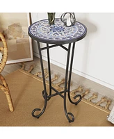 Patio Side Table,Blue+Black