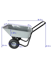 Two-wheeled cart, garden cart, 10-inch pneumatic wheels(gray)