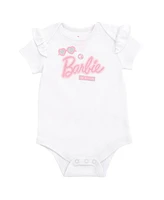 Barbie Baby Girls Bodysuit Ruffle Skirt and Bow Headband 3 Piece Outfit Set Newborn to Toddler