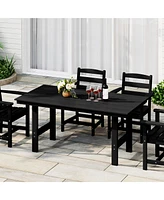 Outdoor Modern Hdpe 66" Wide Rectangle Patio Dining Table for 6