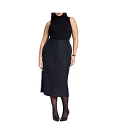 Eloquii Plus Pinstripe Column Midi Skirt