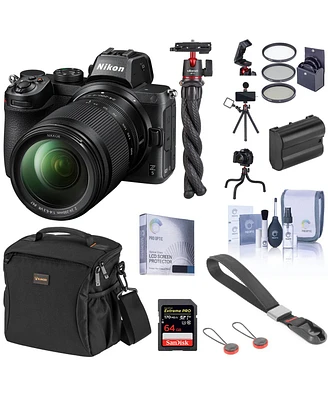 Nikon Z5 Full Frame Mirrorless Camera with 24-200mm Vr Zoom Lens, Essential Bundle with 64GB Sd Card, Bag, Extra Battery, Wrist Strap, Flexible Tripod