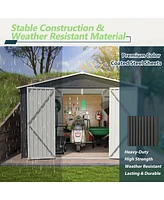 10x10 Ft Outdoor Metal Storage Shed with Lockable Doors and Frame