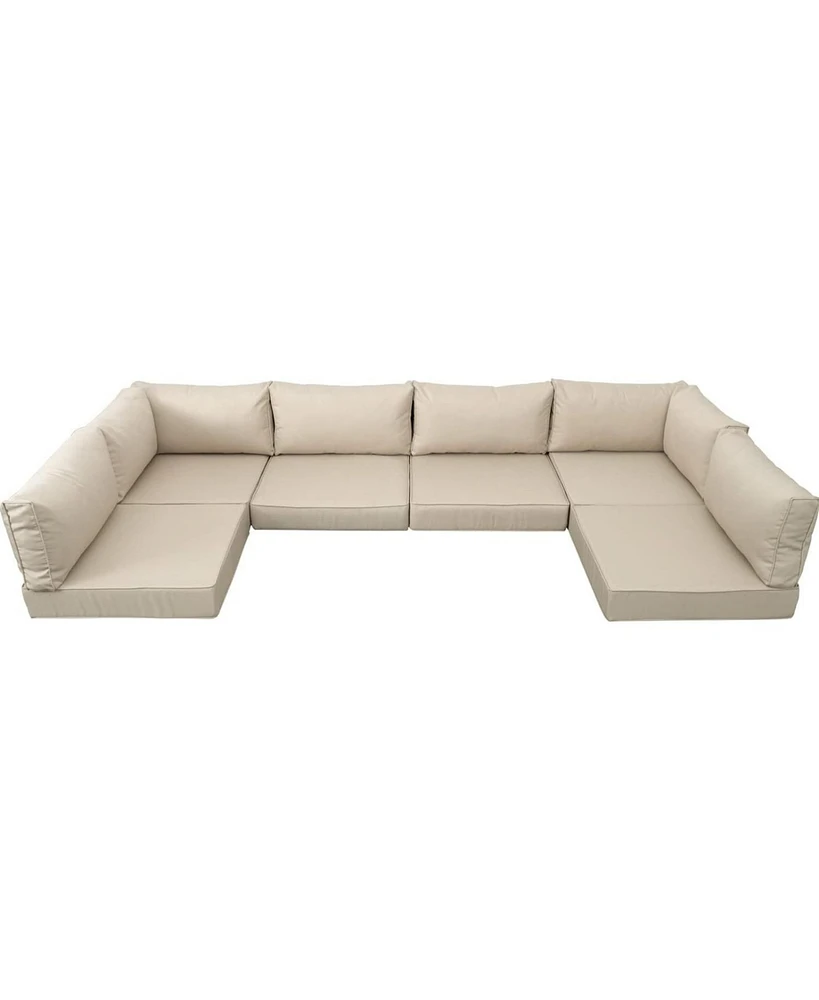 Beige Outdoor Sectional Seat Cushions