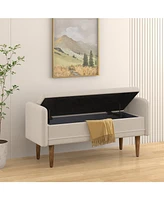 Teddy Velvet Storage Stool with Ample Capacity