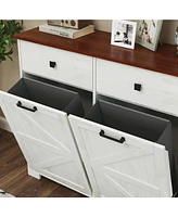 Farmhouse Double Tilt-Out Trash Cabinet with Hideaway Drawer