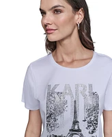 Karl Lagerfeld Paris Women's Embellished Scene Graphic T-Shirt