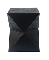 Concrete Side Table with Prismatic Shape and Wood Grain Texture