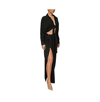 Jluxlabel Women's Noelia Linen Slit Skirt