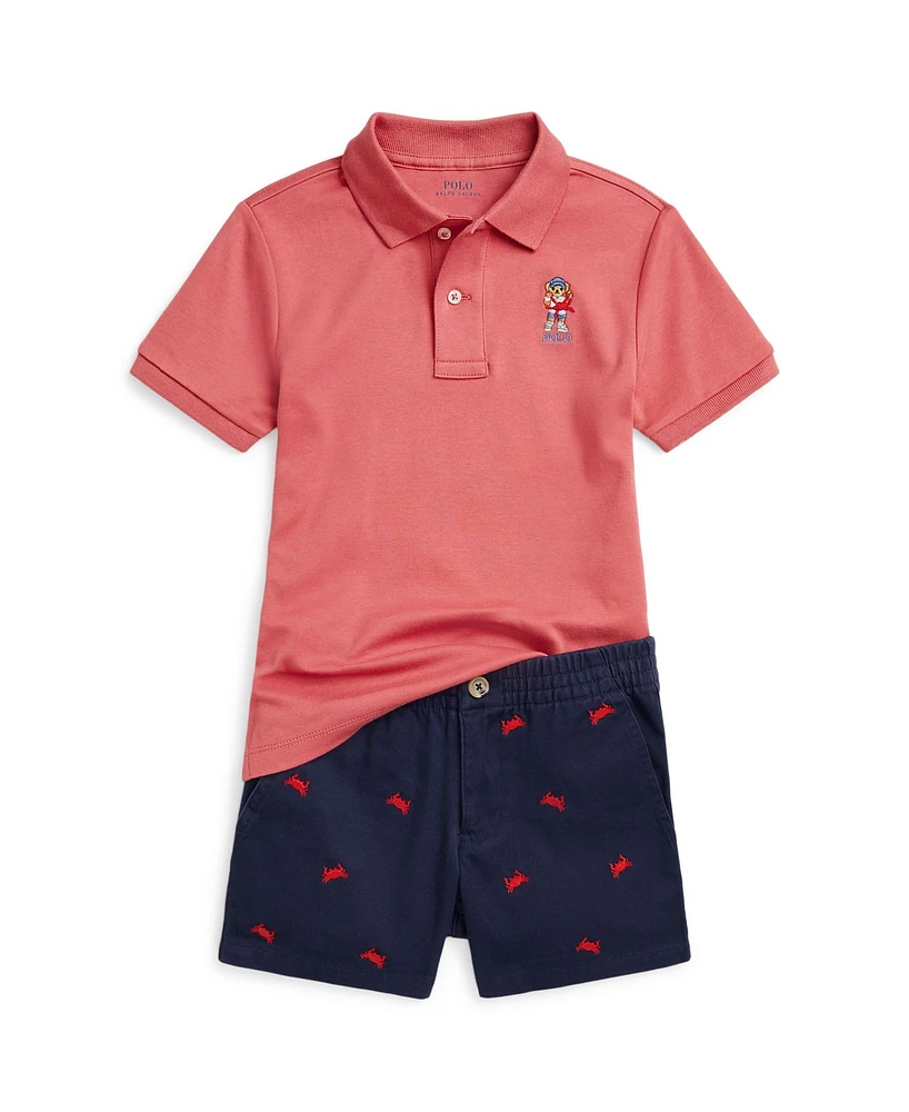 Polo Ralph Lauren Toddler and Little Boys 2-Piece Bear Shirt Shorts Set