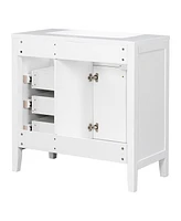 36" Bathroom Vanity with Sink Combo, White Bathroom Cabinet with Drawers, Solid Frame and Mdf Board