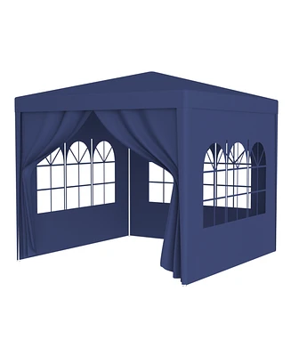 10'x10' Party Tent Outdoor Heavy Duty Gazebo Wedding Canopy + 4 Removable Walls, Blue