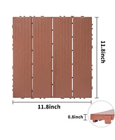 Plastic Interlocking Deck Tiles, 11.8"x11.8" (44 Pack), All-Weather Patio Flooring