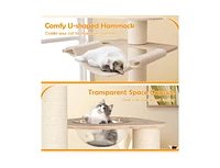 Tall Cat Tree with Cozy Top Perch & Washable Plush Cushions Comfortable & Stylish Cat Tower