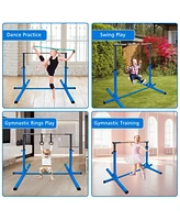 Gymnastics Bar for Kids, Adjustable Height Gym Bar, Junior Training Kip Bar for Home, Built for kids 3+ Years Blue