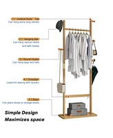 Solid Wood Coat Rack: 23.6" x 11" x 64.1", Eco-Friendly, Easy Assembly
