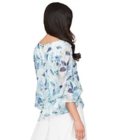 Alex Evenings Women's Tiered Printed Chiffon Blouse