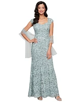 Alex Evenings Petite Sequin Sweetheart Wrap Gown