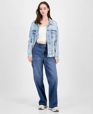 Celebrity Pink Juniors' Curvy Wide-Leg Carpenter Jeans