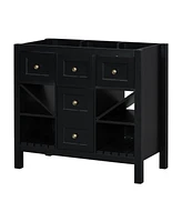 36'' Freestanding Bathroom Vanity Cabinet with 5 Drawers (No Sink)
