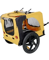 Yellow Outdoor Heavy Duty Foldable Utility Pet Stroller Dog Carriers Bicycle Trailer
