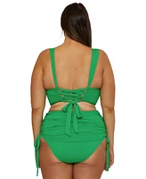 Becca Etc Plus Color Code Shirred Halter Bikini Top