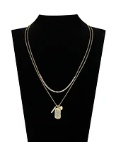 Unwritten "Mom" Cubic Zirconia Mother of Pearl Tennis Charm Layered Necklace Set