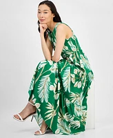 Anne Klein Women's Printed Smocked-Bodice Tiered Dress