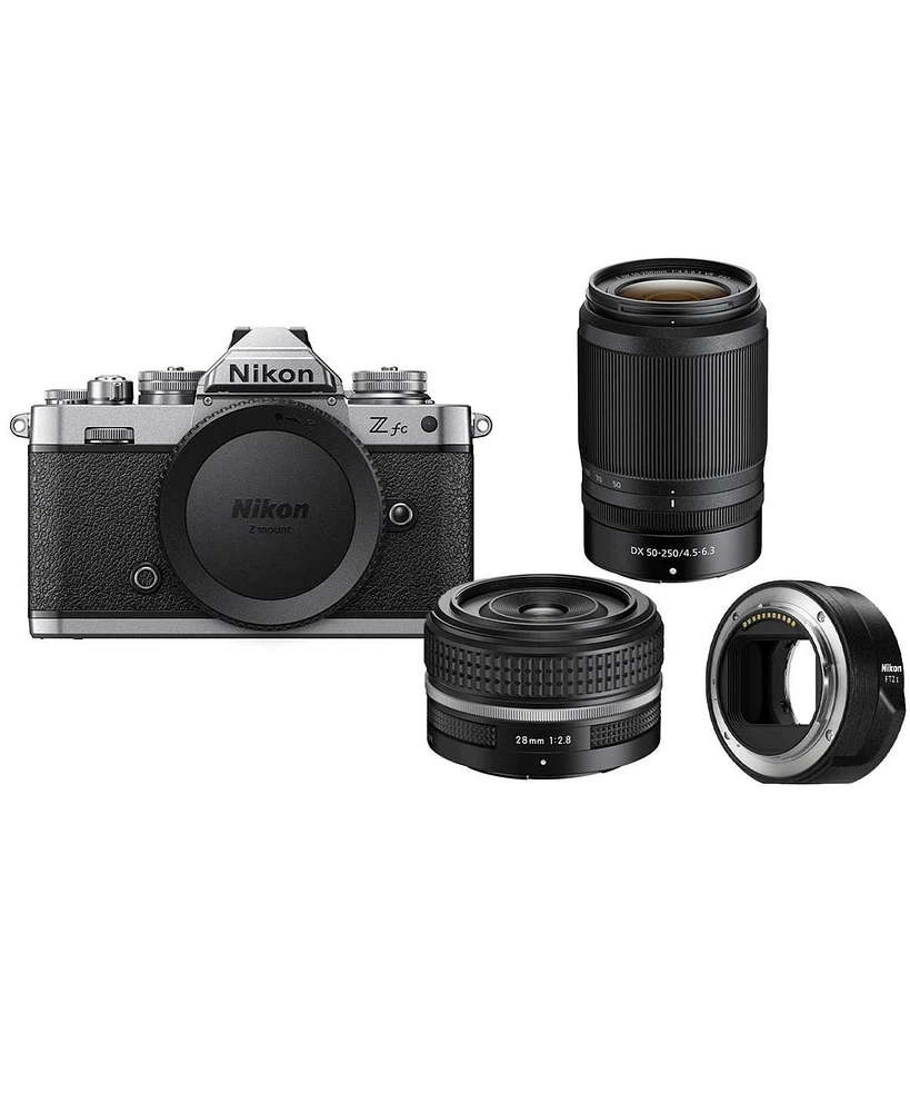 Nikon Z fc Dx-Format Mirrorless Camera with Nikkor Z 28mm f/2.8 (Se) Lens and Z Dx 50-250mm f/4.5-6.3 Vr Lens with Ftz Ii Mount Adapter