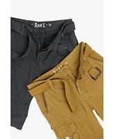 Raw X Big Boys 2 Pack Combo Belted Twill Cargo Shorts 8-18