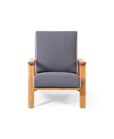Contemporary Acacia Wood Adirondack Club Chairs with Water-Resistant Cushions