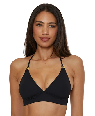 Becca Women's Modern Edge Textured Rib Halter Bikini Top